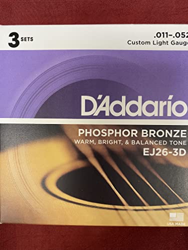 D’Addario EJ26-3D 3-Pack Custom Light Acoustic Guitar Strings