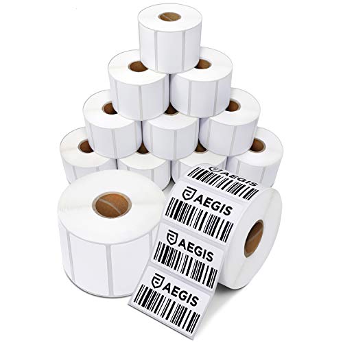 Aegis Adhesives – 2 ¼” X 1 ¼” Direct Thermal Labels for Barcodes, Address, Perforated & Compatible Rollo, Zebra, & Other Desktop Label Printers (12 Rolls, 1000/Roll)