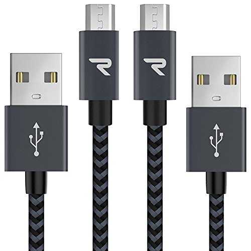 Micro USB Cable,[2 Pack/3.3ft],Rampow QC 3.0 Fast Charging & Sync Android Charger,Braided Nylon Micro USB Cables for Samsung Galaxy S7/S6 and Edge,Note 6/5,Sony,Kindle,PS4,Android Devices – Space Grey