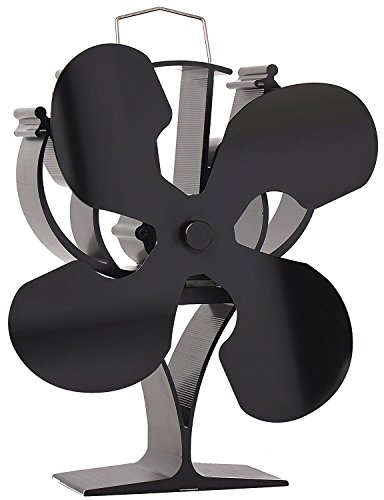 VODA New designed 4 Blades Heat Powered Stove Fan for Wood/Log Burner/Fireplace(Black)