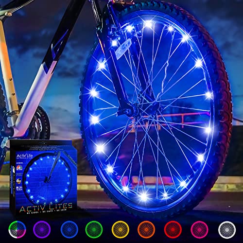 Activ Life Bike Wheel Lights, LED Bicycle Wheel Lights for Bike Wheels & Tire Spokes, Fits Both Kids and Adult Bikes, Summer Fun Accessories & Gifts for Kids & Teens, 1 Pack (1 Wheel), Blue