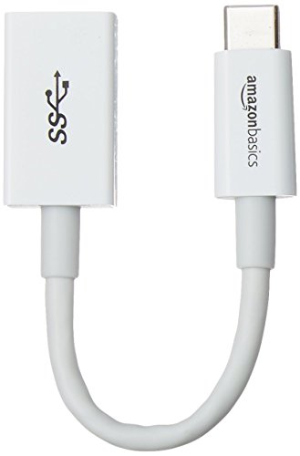 Amazon Basics USB Type-C to USB 3.1 Gen1 Female Adapter – White, Pack of 1