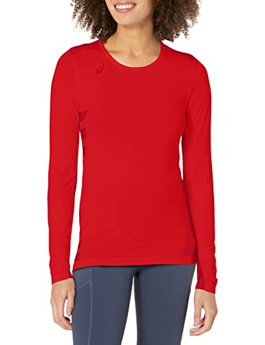 ASICS Women’s Tactic Court Long Sleeve Top, Red, X-Small