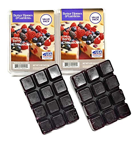2 Pack Wild Berry Cheesecake Better Homes and Gardens Wax Cubes Value Pack (24 Wax Cubes)
