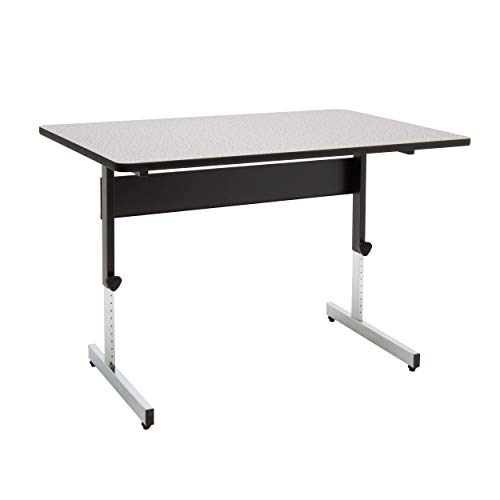 Calico Designs Adapta Height Adjustable Office, Purpose Utility Table, Sit to Stand Home Computer Desk, 22″-32″ in Powder Coated Black Frame and 1″, 48″, Spatter Gray