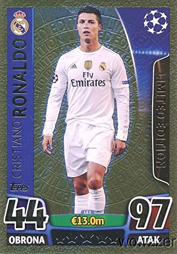 2016 Topps Match Attax Champions League EXCLUSIVE Cristiano Ronaldo Limited Edition GOLD Card! Rare Awesome Special Card Imported from Europe! Shipped in Ultra Pro Top Loader to Protect it !