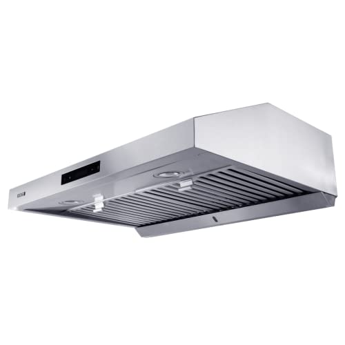 VESTA Atlanta 860CFM 30” Stainless Steel Under Cabinet Range Hood With Dual Motor, 6 Levels Of Speed, Touch Screen, GU10 LED Lights, Baffle Filters, And Oil Tray