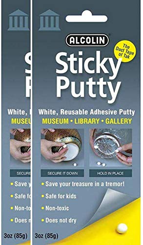 Alcolin Sticky Putty Reusable Museum & Gallery Quality Adhesive Putty, 3oz – 2 Pack