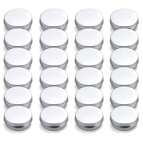 Tosnail 24 Pack 2 oz. Aluminum Round Lip Balm Tin Containers with Screw Thread Lid – Great for Spices, Candies, Tea or Gift Giving
