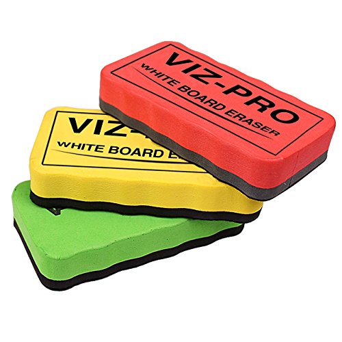 VIZ-PRO Magnetic White Board Eraser, 3 Colored Eraser, 3 Piece