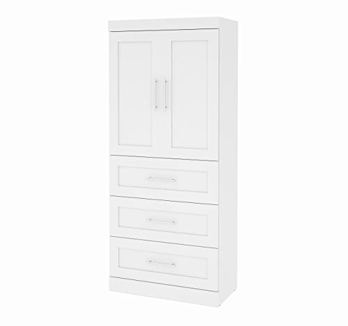Bestar Pur Wardrobe with 3 Drawers in White, 36W