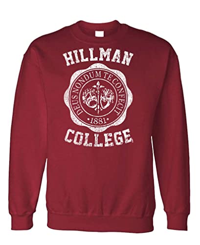 The Goozler Hillman College – Retro 80s Sitcom tv – Fleece Sweatshirt, M, Maroon