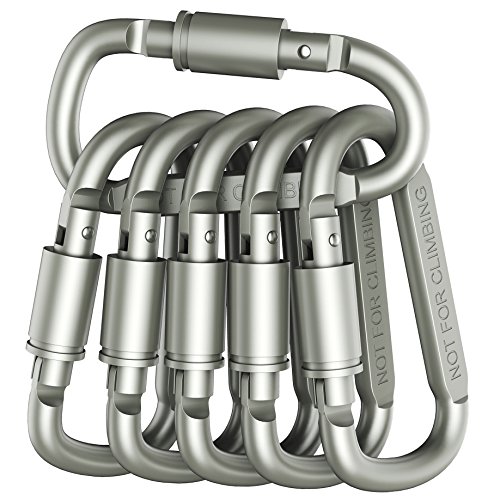 Outmate Premium Aluminum D-Ring Locking Carabiners (Pack of 6) – Lightweight & Durable for Hiking, Camping, Keychains, Dog Leashes & More – NOT for Climbing