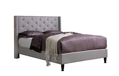 Home Life furBed00007_Cloth_LightGrey_Full Platform Bed, Grey