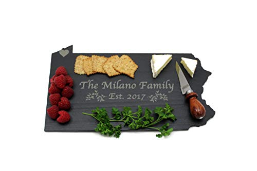 Custom Pennsylvania Black Slate Cutting Board, Serving Tray, or Cheese Board- Personalized with Laser Engraving