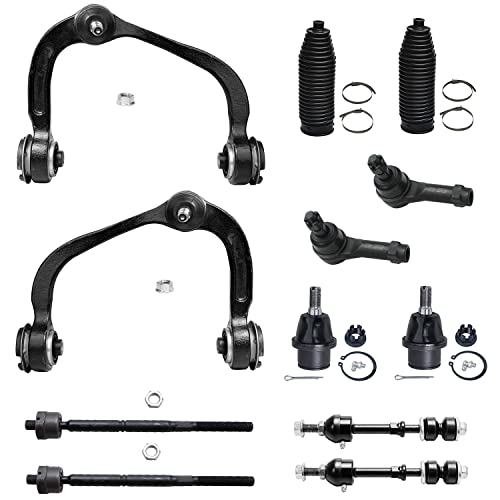 Detroit Axle – 2WD Front Upper Control Arm Ball joints + Straight Shaped Sway Bars + Tie Rods Replacement for 2006-08 Ford F-150 Lincoln Mark LT – 12pc Set