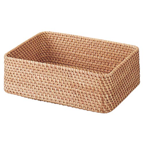 Muji 47381290 Overlapping Rattan Rectangular Basket, Small (V): Approx. Width 14.2 x Depth 10.2 x Height 4.7 inches (36 x 26 x 12 cm)
