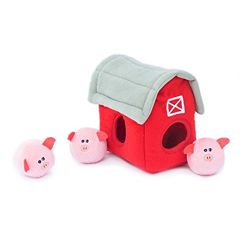 ZippyPaws Burrow, Bubble Babiez Pig Barn – Interactive Dog Toys for Boredom – Hide and Seek Dog Toys, Colorful Squeaky Dog Toys for Small & Medium Dogs, Plush Dog Puzzles