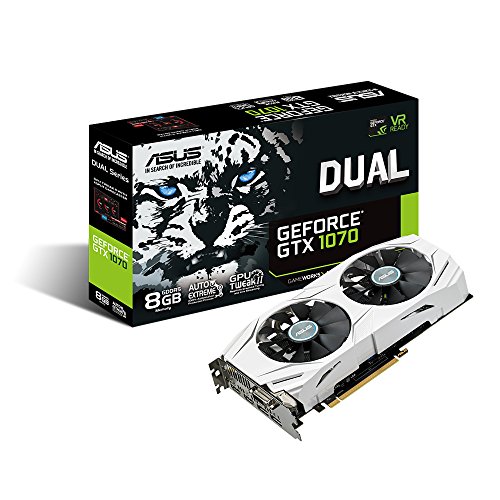 ASUS GeForce GTX 1070 8GB Dual-Fan Edition 4K/VR Ready Dual HDMI DP 1.4 Gaming Graphics Card (DUAL-GTX1070-8G)