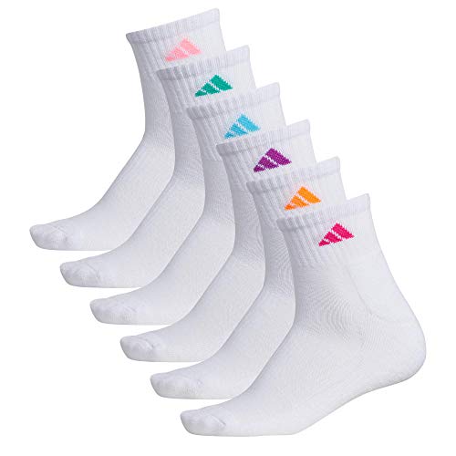 adidas Women’s Athletic Cushioned 6-Pack Quarter, White,SolarRed,Pink,Purple,Green,Blue, Medium | The Storepaperoomates Retail Market - Fast Affordable Shopping