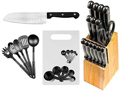 Imperial Home 29 Pc Kitchen Knife Set with Holder, Cutlery Set, Home Essentials, Kitchen Knives, Cooking Knives with Block, Stainless Steel, Chef Knife for Cutting, Slicing, Cooking, Chopping, etc.