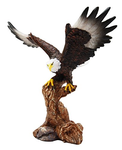 Ebros 7″ Tall Bald Eagle Descending On Tree Branch Decorative Figurine As Patriotic Home And Office Decor Perching Eagles Wings Of Glory American Emblem Freedom Statues And Figurines