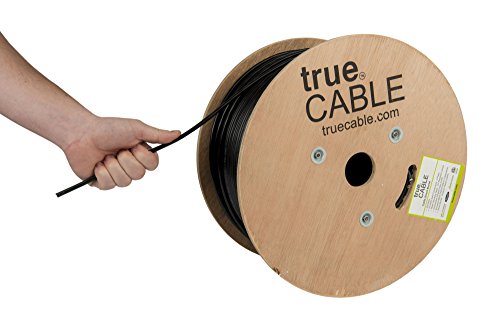 trueCABLE Cat5e Outdoor, 1000ft, Waterproof Direct Burial Rated CMX, Black 24AWG Solid Bare Copper, 350MHz, PoE++ (4PPoE), ETL Listed, Unshielded UTP, Bulk Ethernet Cable