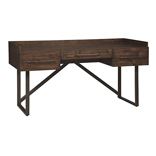 Signature Design by Ashley Starmore Urban Industrial 63″ Home Office Desk with Open Storage Cubby, Brown
