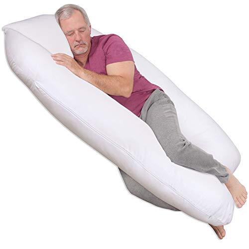 Leachco ComfortWise FibroRest Contoured Body Pillow, White , 54″ L x 36″ W x 9″ D