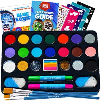 Blue Squid Face Painting Kit for Kids – 22 Color 160pcs Kids Face Paint Kit with Stencils & Book, Halloween Makeup Kit, Professional Face Paint Kids Face Painting Kit Non Toxic Face Paint Kit for Kids | The Storepaperoomates Retail Market - Fast Affordable Shopping