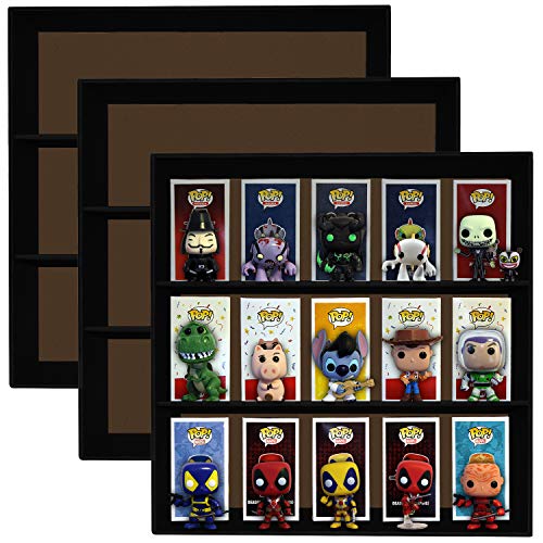 3 Pack, Classic Display Cases for 4 in. Funko Pop Collectible Toy Figures, Black Cardboard
