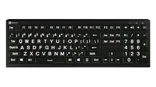 LogicKeyboard Compatible with Large Print White on Black Backlit Astra for Windows 2000, XP, Vista, 7/8/10/11 – LKB-LPWB-A2PC