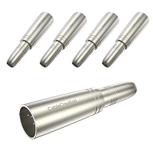 CableCreation [5-Pack XLR 3 Pin Male to 1/4″ 6.35mm Female Jack Socket Audio Adapter, Silver