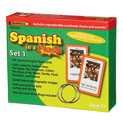 Edupress EP-2342 Spanish in a Flash Set 1, 1.5″ Height, 4.5″ Wide, 5″ Length (104 Cards per Package)