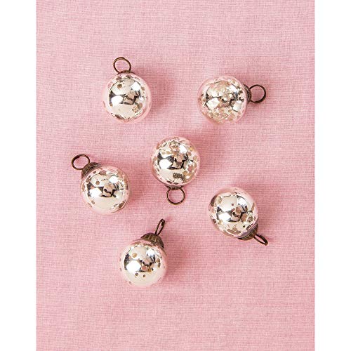Luna Bazaar Mini Mercury Glass Ball Ornaments (1 to 1.5-Inch, Silver, Ava Design, Set of 6) – Great Gift Idea, Vintage-Style Decorations for Christmas, Special Occasions, Home Decor and Parties