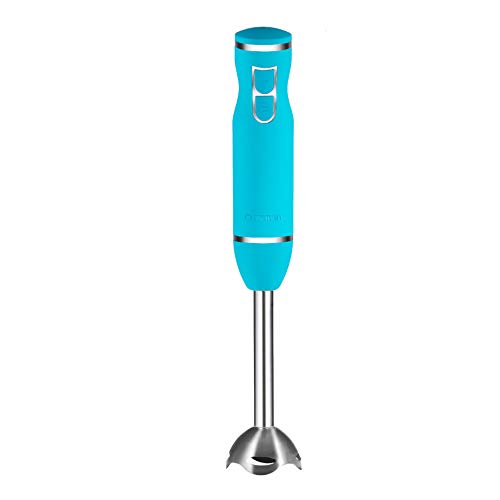 Chefman Immersion Stick Hand Blender with Stainless Steel Shaft & Blades, Powerful Ice Crushing 2-Speed Control Handheld Mixer, Purees Smoothie, Sauces & Soups, 300 Watts, Turquoise