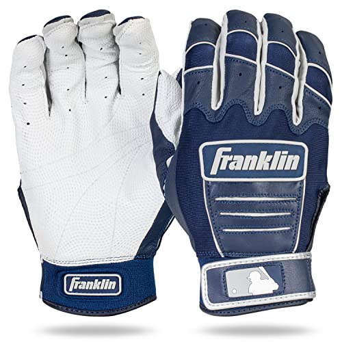 Franklin Sports MLB CFX Pro Batting Gloves, Pearl/Navy, Youth Medium