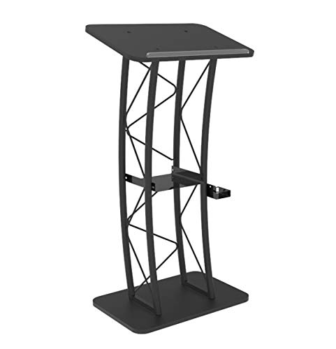 FixtureDisplays® Curved Podium, Truss Metal/Wood Pulpit Lectern with A Cup Holder 11568-H
