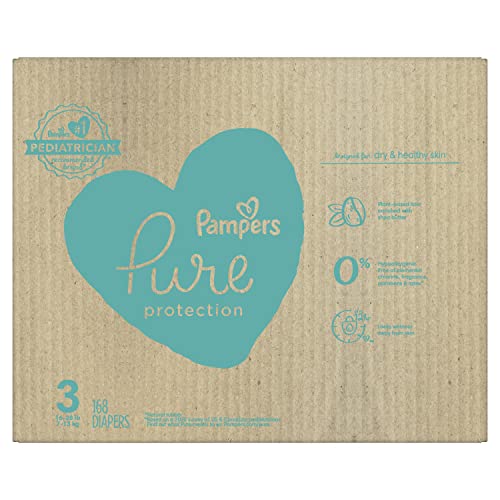 Diapers Size 3, 168 Count – Pampers Pure Protection Disposable Baby Diapers, Hypoallergenic and Unscented Protection (Packaging & Prints May Vary)