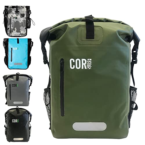 COR Surf Waterproof Heavy Duty Backpack And Dry Backpack (Green, 25L)