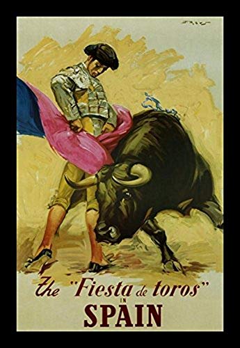 Buyartforless IF 18099 1.25 Black Framed Spain Fiesta De Toros (Bullfight) Vintage Travel Advertisement 18X12 Art Print Poster