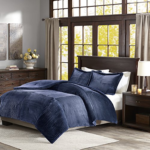 Premier Comfort Parker Corduroy Ultra Soft Luxury Premium Plush Comforter Mini Bedding Set, Twin, Navy