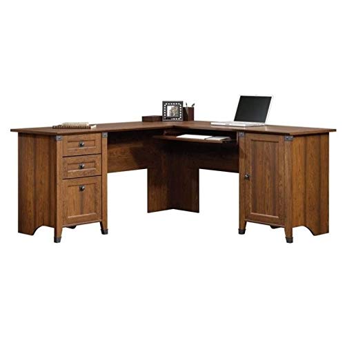Pemberly Row L Shaped Corner Home Office Computer Desk in Washington Cherry