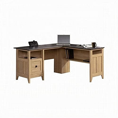 Pemberly Row Home Office L-Shaped Computer Desk with Drawer in Dover Oak