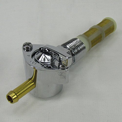 Motorcycle 3/8″ NPT OEM Filtered Petcock STRAIGHT Elbow Fuel Shut Off Valve – For Use with 1/4″ ID Fuel Hose – Replaces HD Part # 62125-55B – Chrome Plated – Harley Chopper Bobber Cafe Racer (3/8STRT)