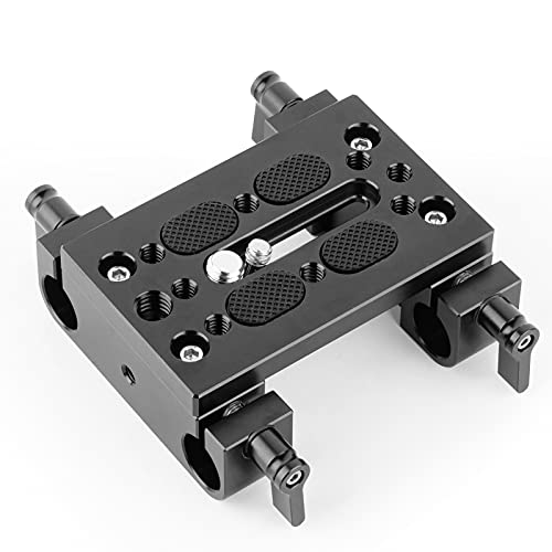 SmallRig Base Plate, Camera Baseplate with 15mm Rod Clamps, Tripod Mounting Plate for DSLR Camera Video Camera – 1775