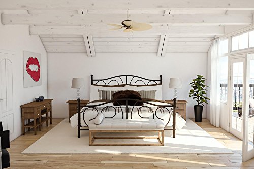 DHP Victoria Metal Platform Bed with Decorative Accent Headboard and Footboard, Adjustable Base Height for Underbed Storage, No Box Spring Needed, Queen, Bronze