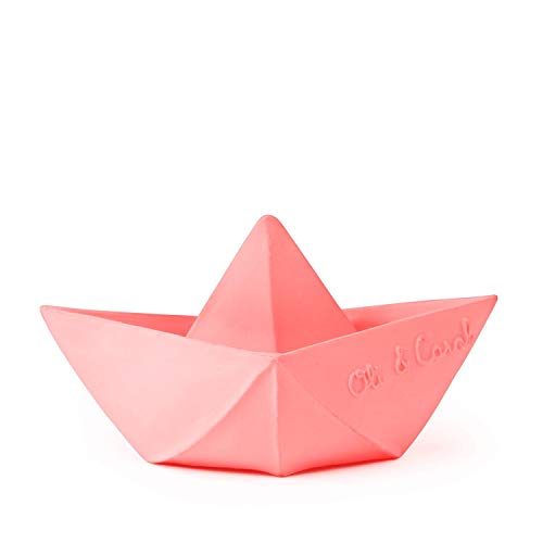 Oli & Carol, Origami Boat, Pink Natural Rubber Float, Enhance Imaginative Play