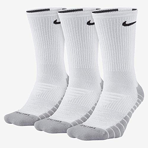 Nike Dry Cushion Crew Training Sock (3 Pairs), White, Large