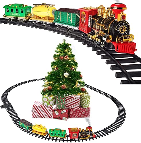 Prextex Christmas Train Set- Around The Christmas Tree with Real Smoke, Music & Lights